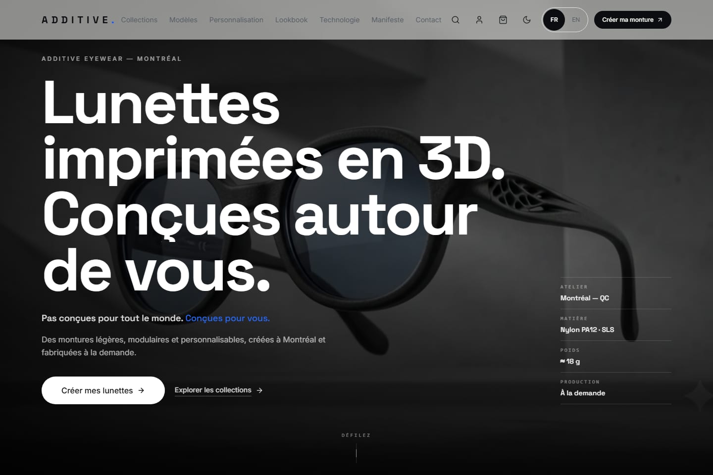 Additive — Lunetterie imprimée en 3D