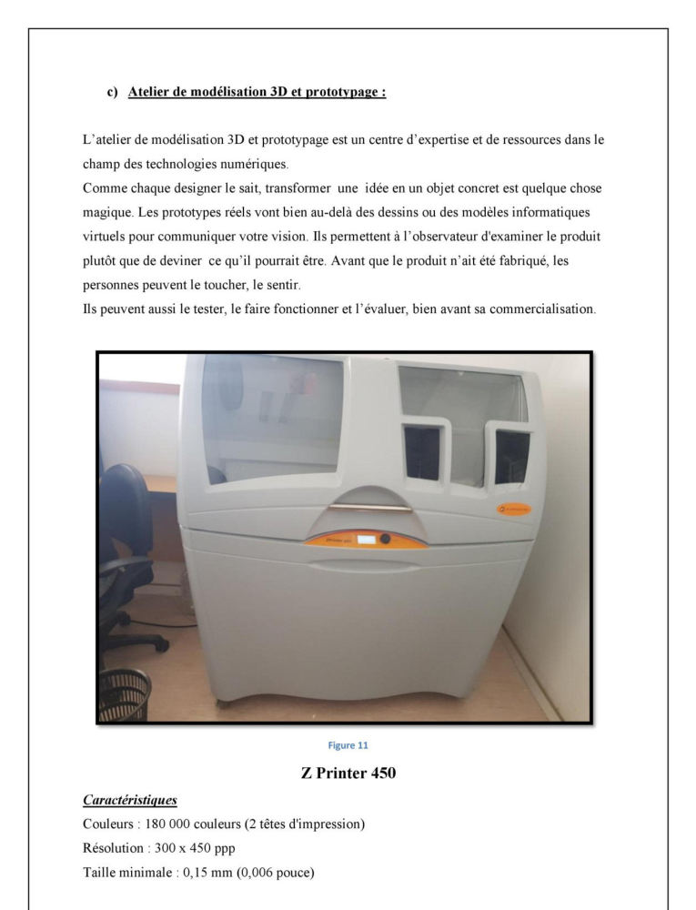Fiche équipement — imprimante 3D