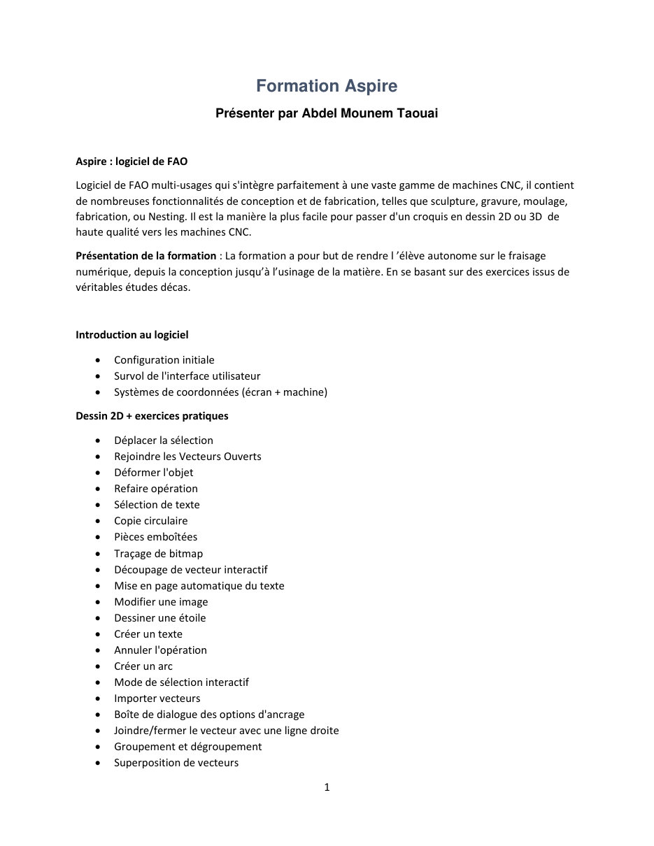 Programme — Aspire CNC